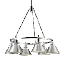 Golden 3306-6 CH-PW - Yep by Golden Lighting Orwell 6-light Chandelier in Chrome and Pewter shade